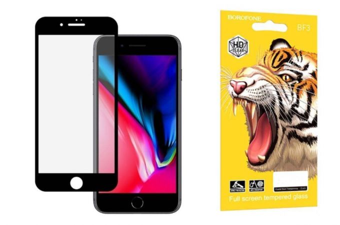 Защитное стекло дисплея iPhone 7+/8+ BOROFONE BF3 Full tempered glass (с черной рамкой)