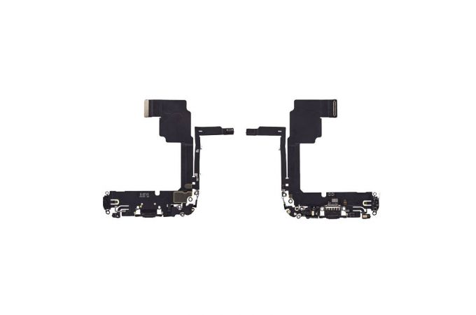 Шлейф с разъемом зарядки iPhone 15 Pro Max Оригинал Снятый (Черный)