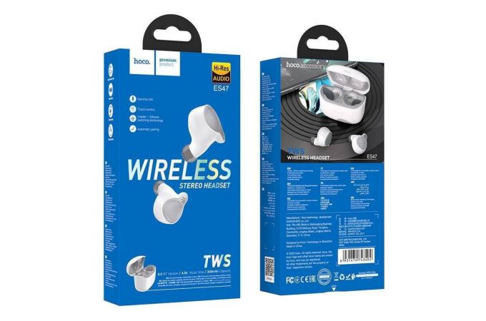 Наушники вакуумные беспроводные HOCO ES47 Shelly sound TWS wiereless headset Bluetooth (белый)