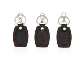 Брелок для ключей кожаный с карабином и кольцом (LADA)