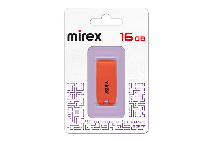 Флешка USB 3.0 Mirex SOFTA ORANGE 16GB (ecopack)