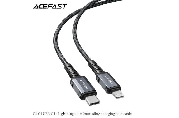 Кабель USB Type-C - Lightning ACEFAST C1-01, (серый) 1,2м (в оплетке)