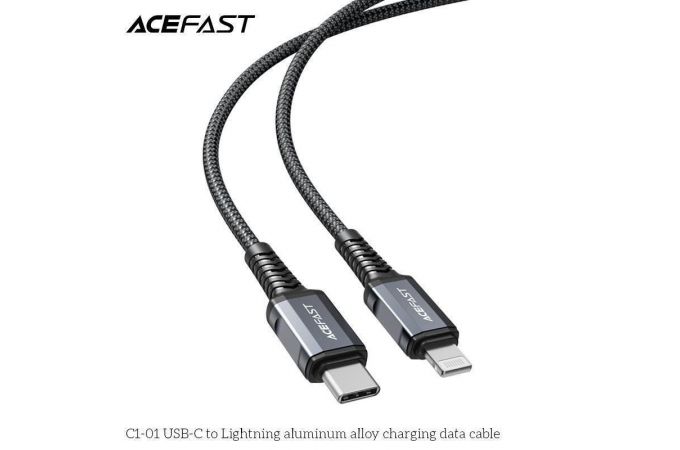 Кабель USB Type-C - Lightning ACEFAST C1-01, (серый) 1,2м (в оплетке)
