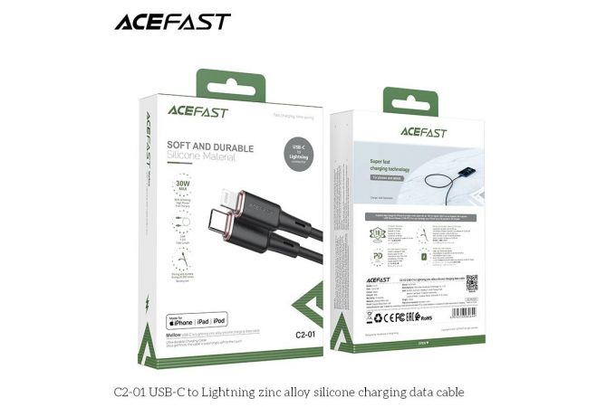 Кабель USB Type-C - Lightning ACEFAST C2-01, (черный) 1,2м