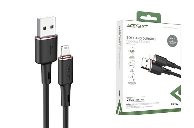 Кабель USB - Lightning ACEFAST C2-02 силиконовый (черный) 1,2м