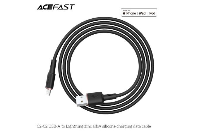 Кабель USB - Lightning ACEFAST C2-02 силиконовый (черный) 1,2м