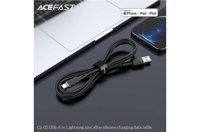 Кабель USB - Lightning ACEFAST C2-02 силиконовый (черный) 1,2м