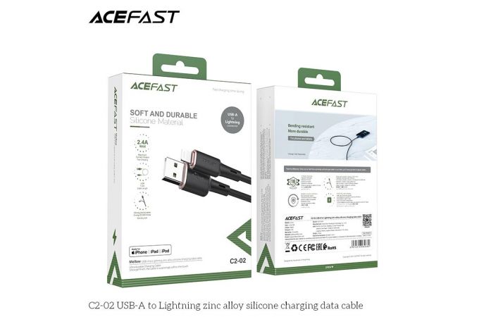 Кабель USB - Lightning ACEFAST C2-02 силиконовый (черный) 1,2м