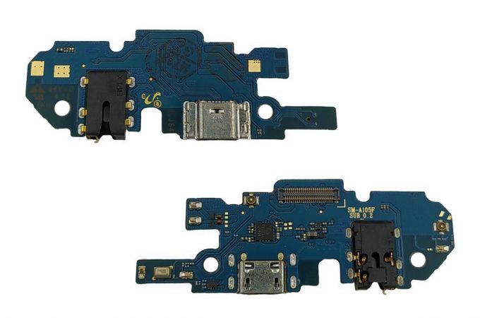 Шлейф для Samsung A105F Galaxy A10 с разъемом зарядки + разъем гарнитуры (плата) SUB 0.2
