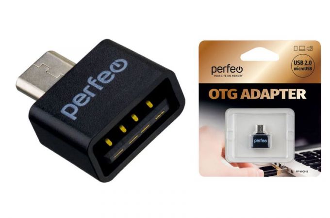 Переходник OTG MicroUSB - USB Perfeo (PF-VI-O010 Black) чёрный