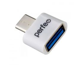 Переходник OTG Type-C - USB Perfeo (PF-VI-O008 White) (белый)