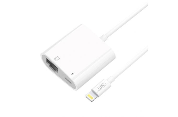 Переходник XO GB009 Lightning to RJ45+lightning White