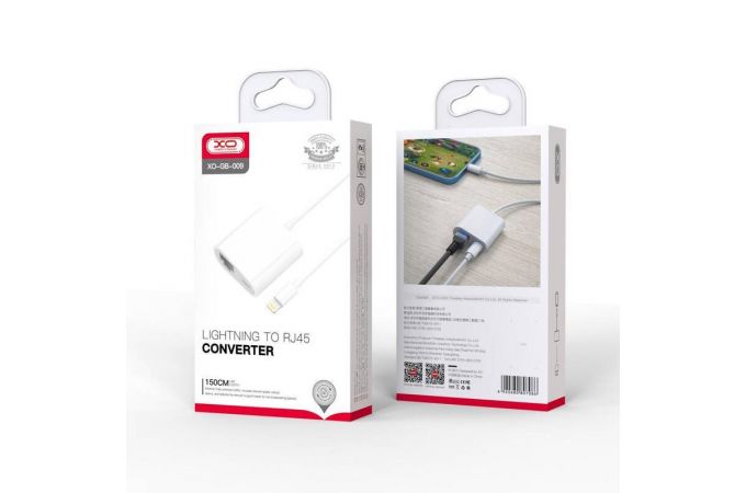Переходник XO GB009 Lightning to RJ45+lightning White