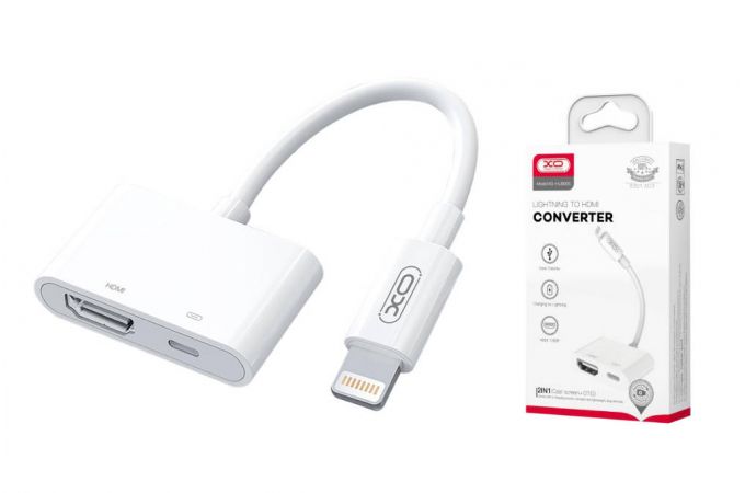 Переходник XO HUB005 Lightning to HDMI+Lightning 1080p ( lightning charging ) White