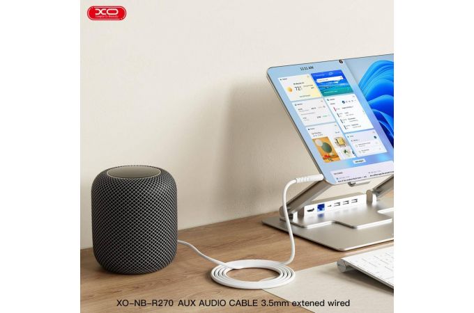 Кабель аудио AUX XO NB-R270 Round PVC 3.5 to 3.5 1m White