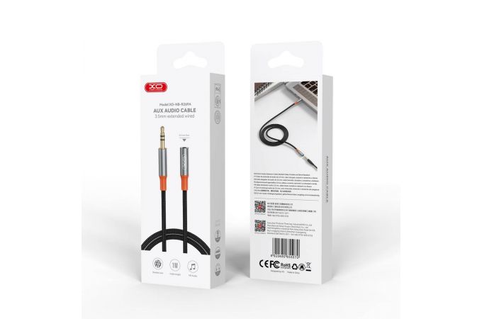 Аудиокабель XO NB-R269A 3.5 Male to 3.5 Female Adapter 1m Black