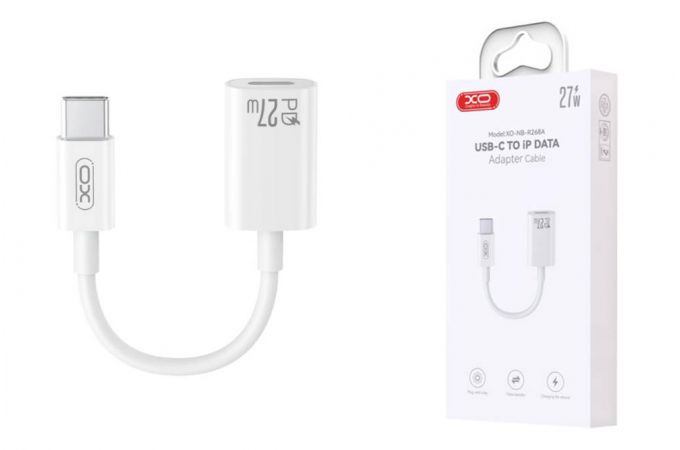 Адаптер Type-c на Lightning XO NB-R268A 27W Charging Cable Model Imitation Original Adapter Cable White