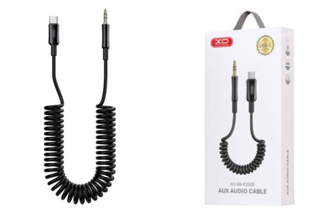 Кабель аудио AUX XO NB-R255B Type-c TO 3.5 Spring Audio Cable Black