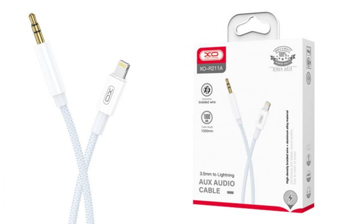 Кабель аудио AUX XO NB-R211A Lightning to 3.5mm audio cable White&Blue