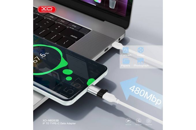 Переходник OTG XO NB263A Apple Female to Type-c Male 27W Fast Charger Tranish