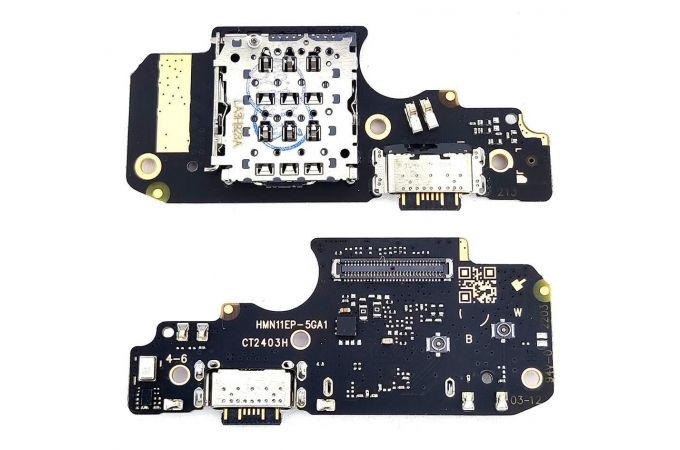 Шлейф для Xiaomi Poco X4 Pro 5G (2201116PG) с разъемом зарядки + SIM (плата)