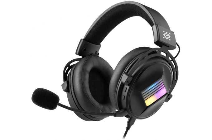 Гарнитура игровая Defender Flux черный RGB / мембрана 53 мм. / кабель 2.0 м