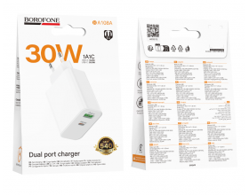 Сетевое зарядное устройство BOROFONE BA108A Stellar PD30W+QC3.0 charger (белый)