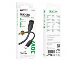 Кабель USB Type-C - Lightning BOROFONE BX123 Leya PD30W  (черный) силиконовый