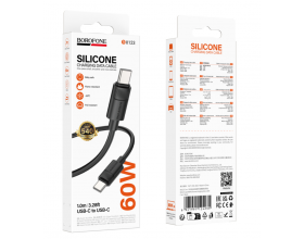 Кабель USB Type-C - USB Type-C BOROFONE BX123 Leya 60W (черный) силиконовый