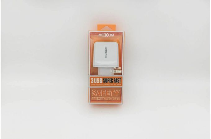 Сетевое зарядное устройство 3USB + кабель Lightning MOXOM KH-30 2400mAh (белый)