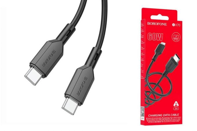 Кабель USB Type-C - USB Type-C BOROFONE BX70, PD60W (черный) 1м