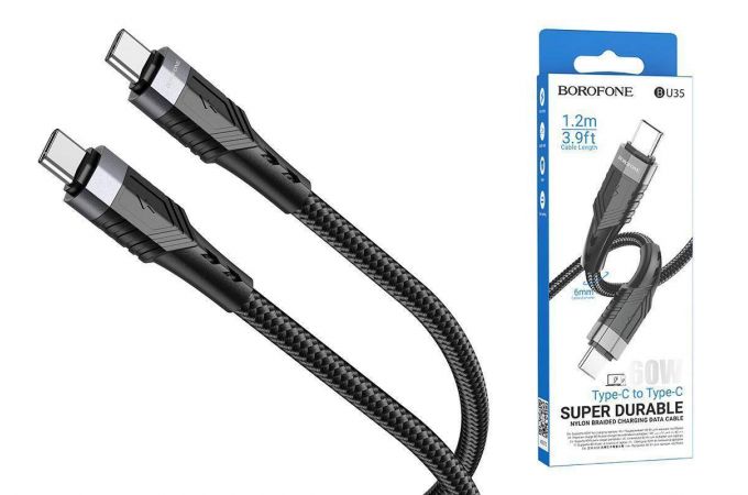 Кабель USB Type-C - USB Type-C BOROFONE BU35, PD60W (черный) 1м