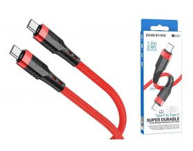 Кабель USB Type-C - USB Type-C BOROFONE BU35, PD60W (красный) 1м