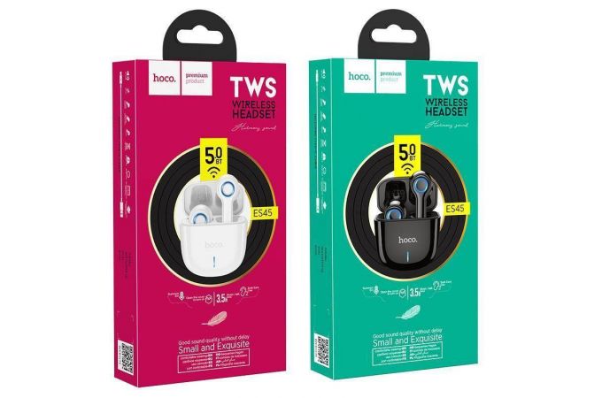 Наушники вакуумные беспроводные HOCO ES45 Harmony sound TWS wiereless headset Bluetooth (белый)