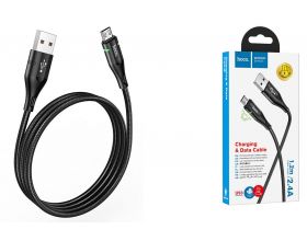 Кабель USB - MicroUSB HOCO U93 2,4A (черный) 1,2м (подсветка)