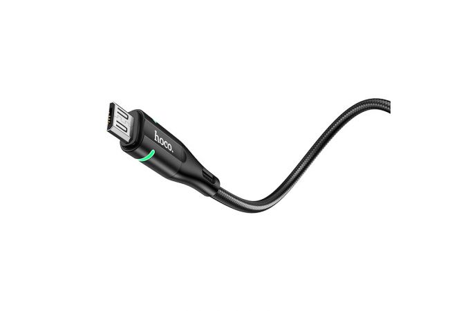 Кабель USB - MicroUSB HOCO U93 2,4A (черный) 1,2м (подсветка)