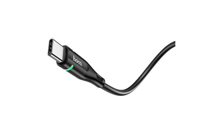 Кабель USB - USB Type-C HOCO U93, 3A (черный) 1,2м (в оплетке, LED индикатор)