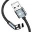 Кабель USB - Lightning HOCO U94, 2,4A (черный) 1,2м (в оплетке, магнитный, поворотный)