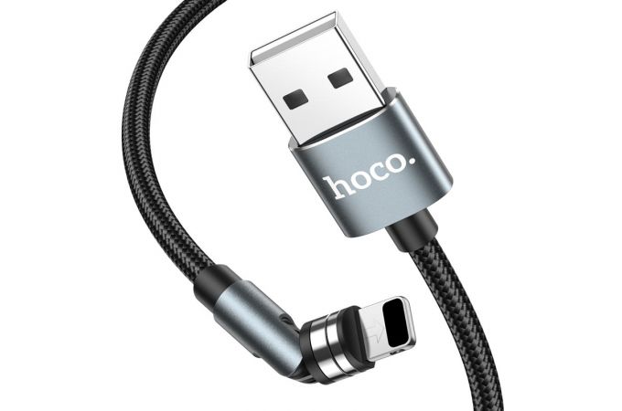 Кабель USB - Lightning HOCO U94, 2,4A (черный) 1,2м (в оплетке, магнитный, поворотный)