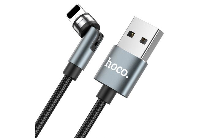 Кабель USB - Lightning HOCO U94, 2,4A (черный) 1,2м (в оплетке, магнитный, поворотный)