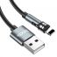 Кабель USB - Lightning HOCO U94, 2,4A (черный) 1,2м (в оплетке, магнитный, поворотный)