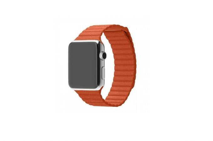 Ремешок кожаный с магнитной застежкой для Apple Watch 38/40 mm оранжевый