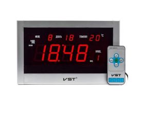 Часы настенные VST 771Т-1 с блоком и пультом (красный)