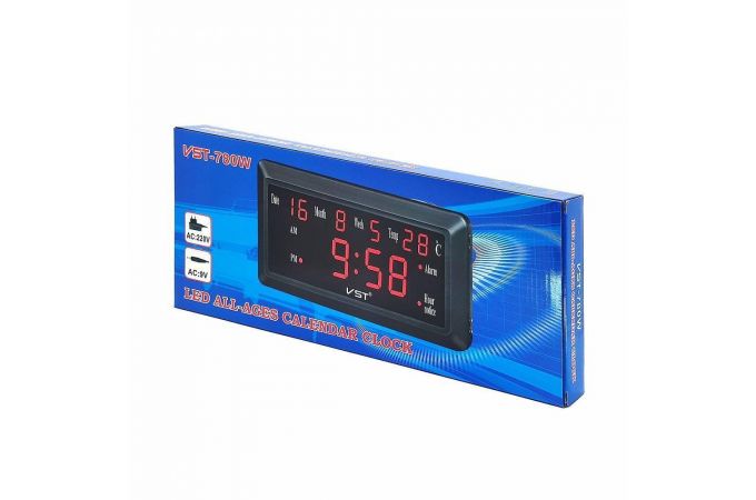 Часы настенные VST 780W-4 (дата, температура) (зеленый)