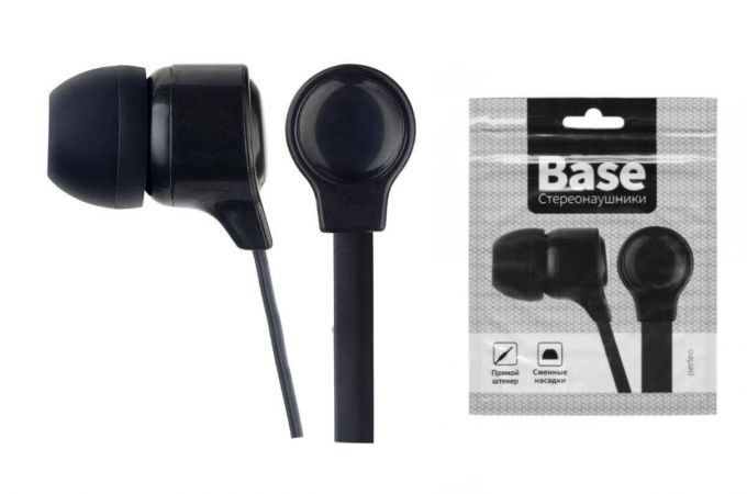 Наушники вакуумные проводные Perfeo BASE (черные) new
