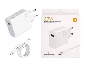 Сетевое зарядное устройство USB Xiaomi 67W USB + кабель  (Л)