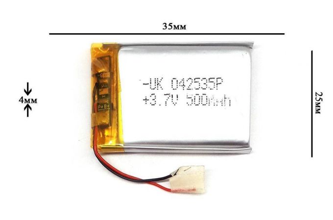 Универсальный аккумулятор 35x25x4 3.7V 500mAh (402535P)