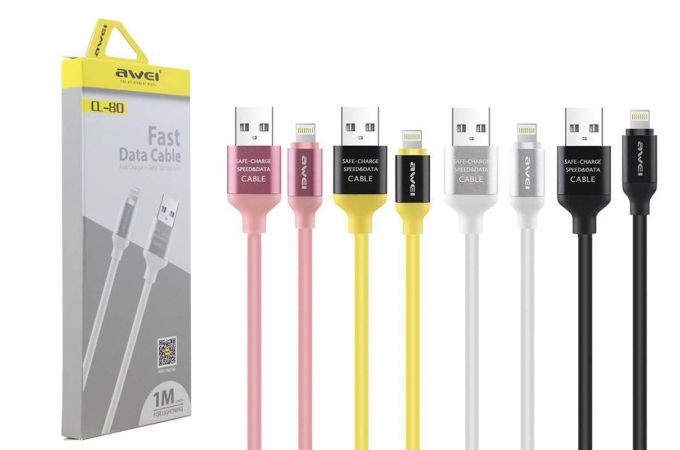 Кабель USB - Lightning AWEI CL-80 2A (цвет в ассортименте) 1м