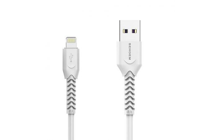 Кабель USB - Lightning SENDEM T8 6A (белый) 1м