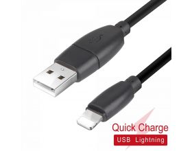 Кабель USB - Lightning MUJU MJ-75, 2A (черный) 1м